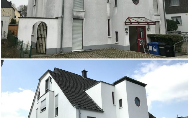 Algenentfernung an Fassaden – Hauswand nach der Algenentfernung
